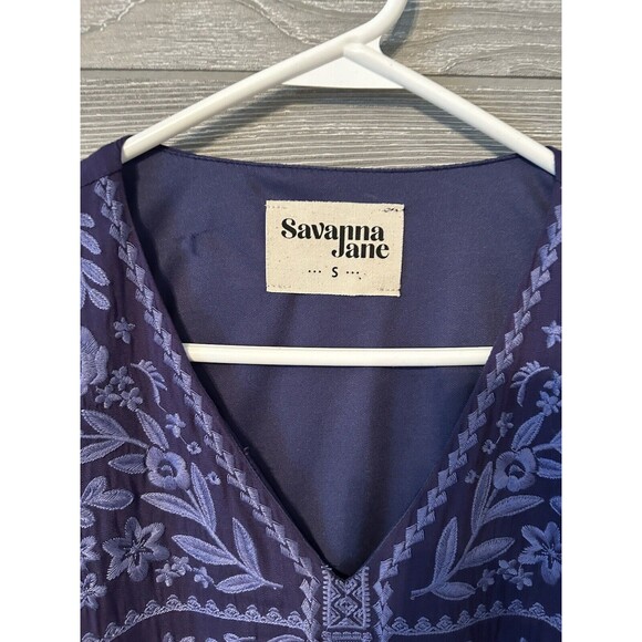 Savanna Jane Shift Dress Womens Size Small Purple‎ Boho Embroidered V Neck - Picture 3 of 9